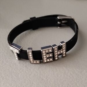 Black Bracelet with Silver Letter Charms